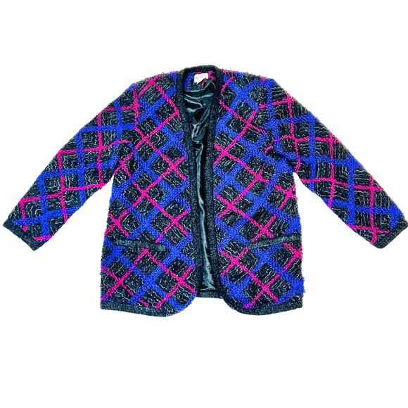 Koret Womens Medium Black Purple Pink Open Front Cardigan 2 Pockets - Picture 1 of 6